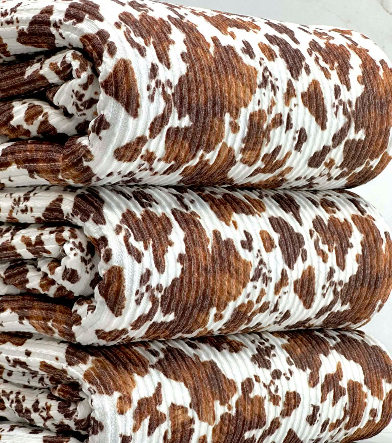 Brown Cow Print Urban Rib Knit
