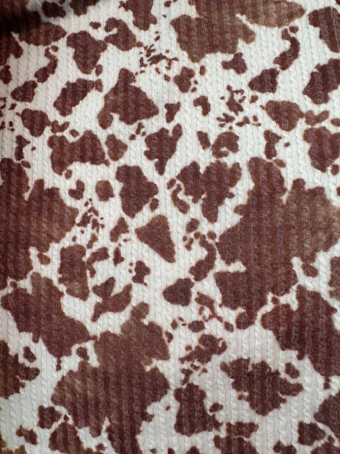 Brown Cow Print Rib Knit
