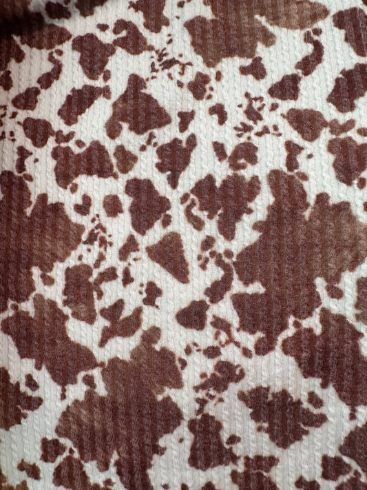 Brown Cow Print Rib Knit