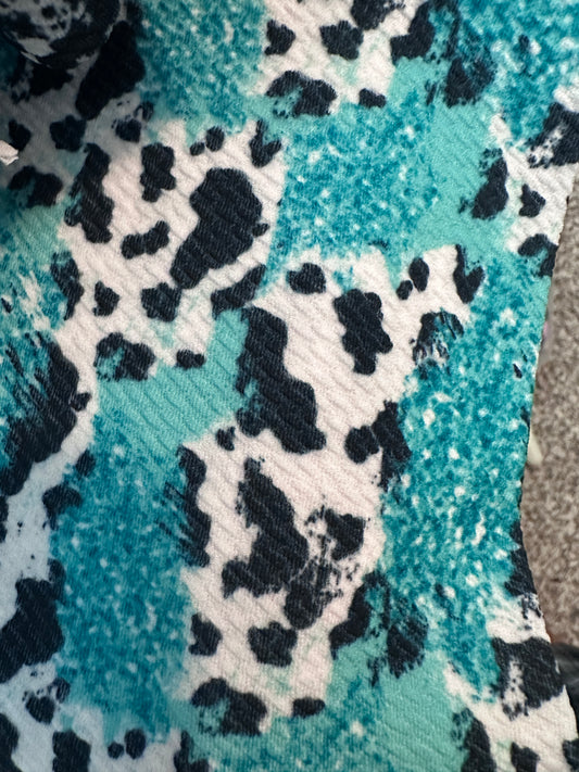 Turquoise Cow Print