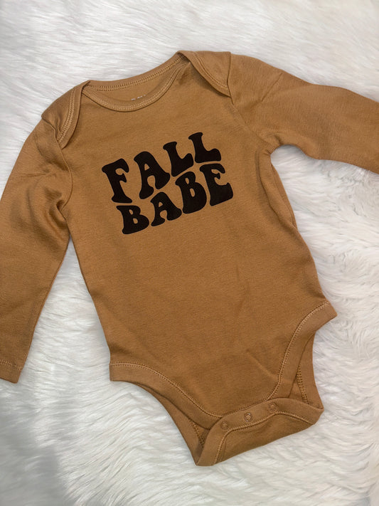 Fall Babe Long Sleeve Onesie Tan