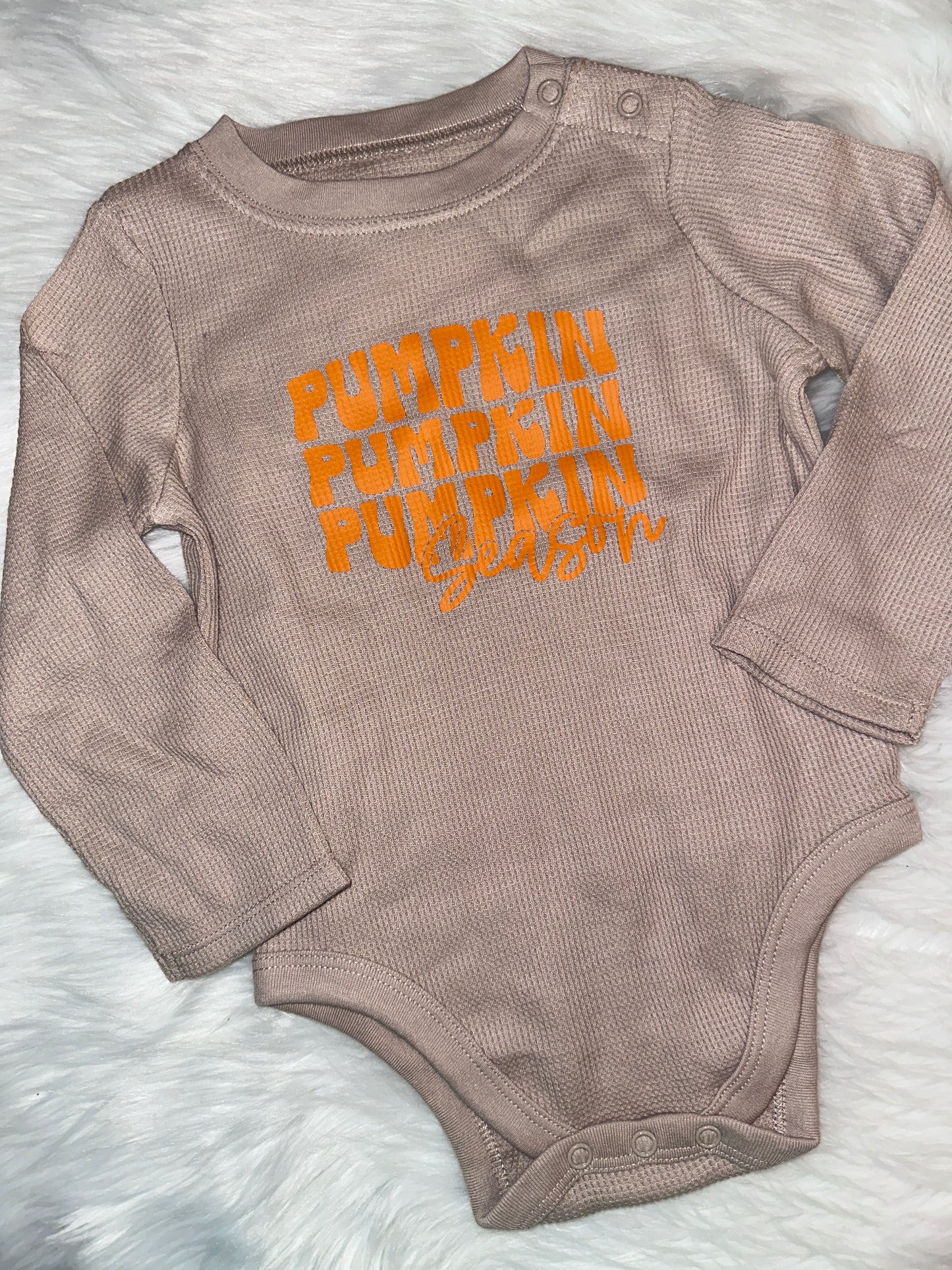 Pumpkin Season Long Sleeve Onesie Tan